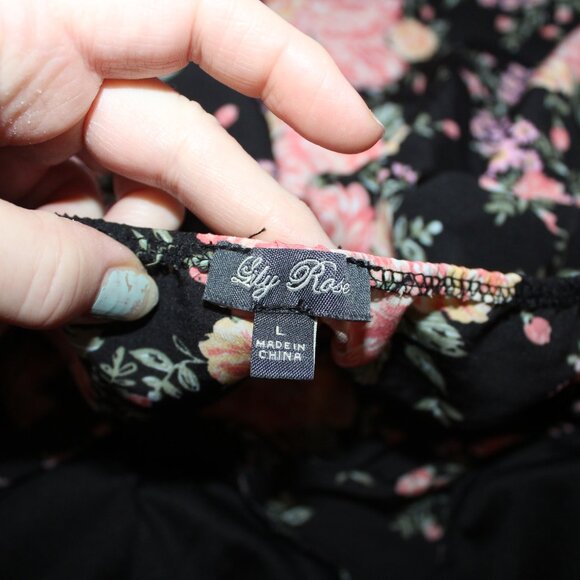 Lily Rose Pink Floral Print Dress - Size Large - Picture 10 of 12